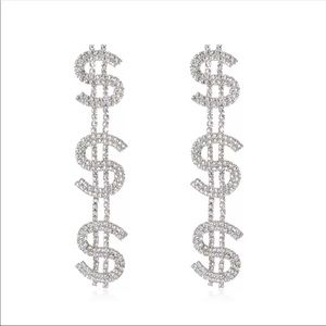Silver money earrings